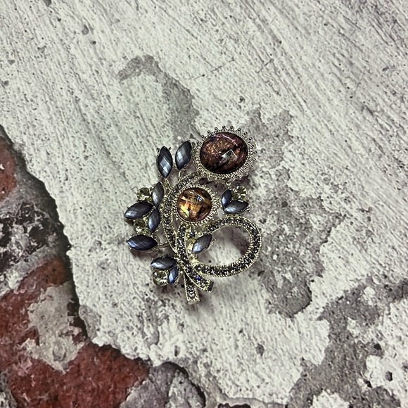 Napier Jewelry - Napier Silver & Purple Gemstone Abstract Floral Brooch